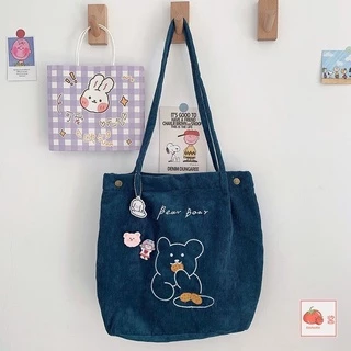 (มีส่งด่วน) ifashionbag(IF1729) กระเป๋าผ้าลูกฟูกน้อนหมี ʕ·ᴥ·ʔ Bear