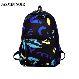 Jasmin Noir กระเป๋าเป้สะพายหลัง กระเป๋านักเรียน ผ้าแคนวาส ลําลอง ขนาดใหญ่ สีตัดกัน สําหรับผู้หญิง วัยรุ่น