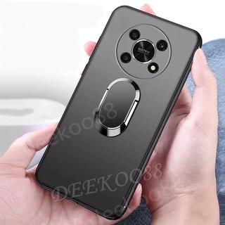 เคสโทรศัพท์ซิลิโคน Huawei Nova 9 SE 8i P50 Pro Honor X9 X8 X7 Magic4 Pro 50 Phone Case Skin Feel TPU Smartphone Casing Simple Color TPU Silicone Soft Case with Ring Stand Holder Black Cover