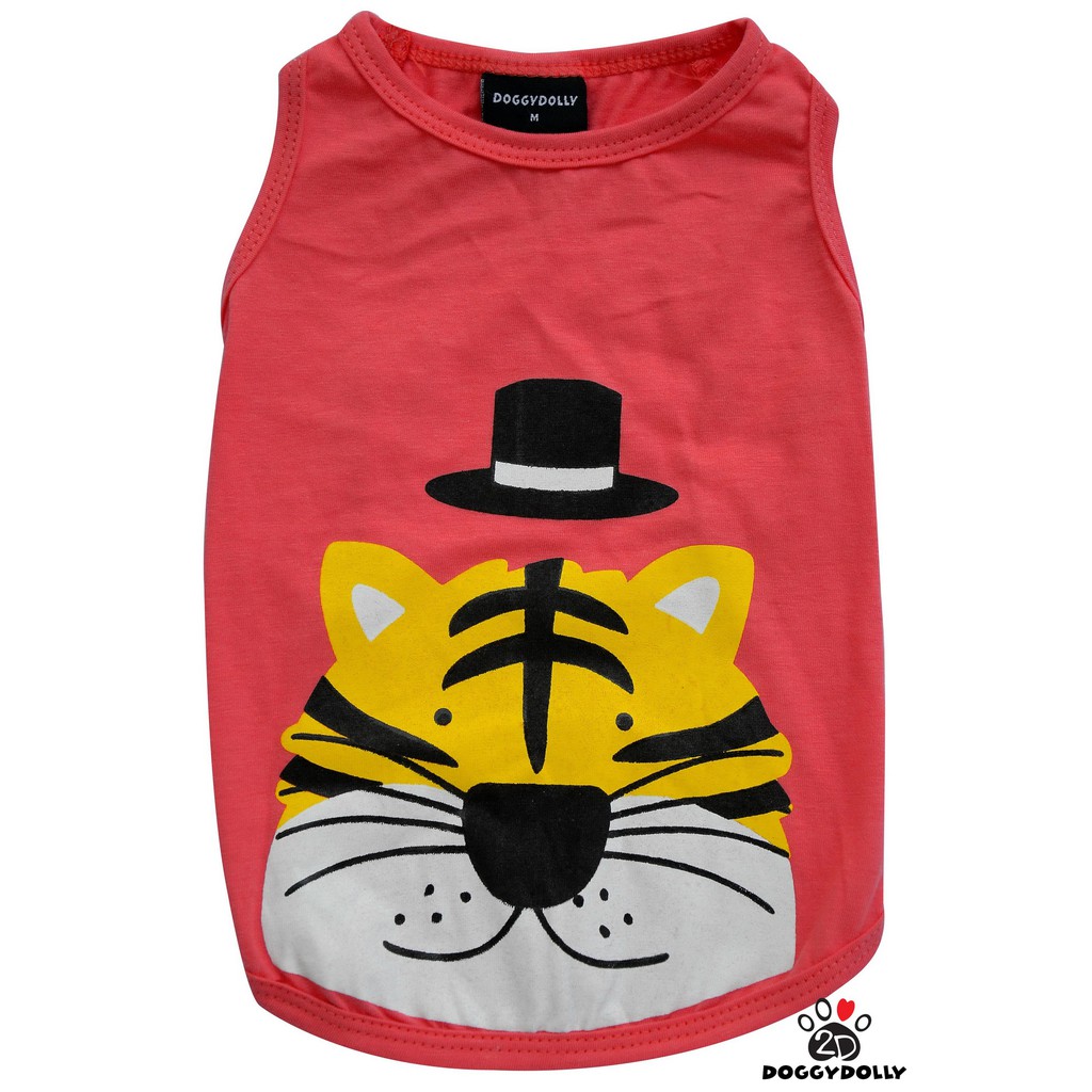 Pet cloths -Doggydolly เสื้อผ้าแฟชั่น สัตว์เลี้ยง หมาแมว ผ้ายืด คอกลม แขนกุด สีส้ม ขนาดไซส์ 1-9 โล T368