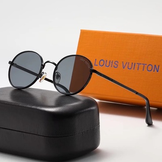 LV แว่นตากันแดด เลนส์ไล่โทนสี กรอบโลหะอัลลอย สไตล์วินเทจ สําหรับผู้ชาย และผู้หญิง UV400