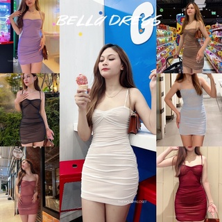 Bella Dress เดรสสายเดี่ยวมุ้ง แต่งจีบหน้าและย่นทั้งตัวซับในItyทั้งตัวอย่างดี น่ารักมากๆ ใส่แล้วดูแพง สวยน่ารักปนเซกซี่