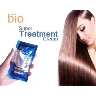 (12 ซอง) Green Bio Super Treatment กรีนไบโอ ซุปเปอทรีทเมนท์ครีม (ซองสีน้ำเงิน) ปรับสภาพเส้นผมหลัง ยืด ดัด ย้อม (12 ซอง)