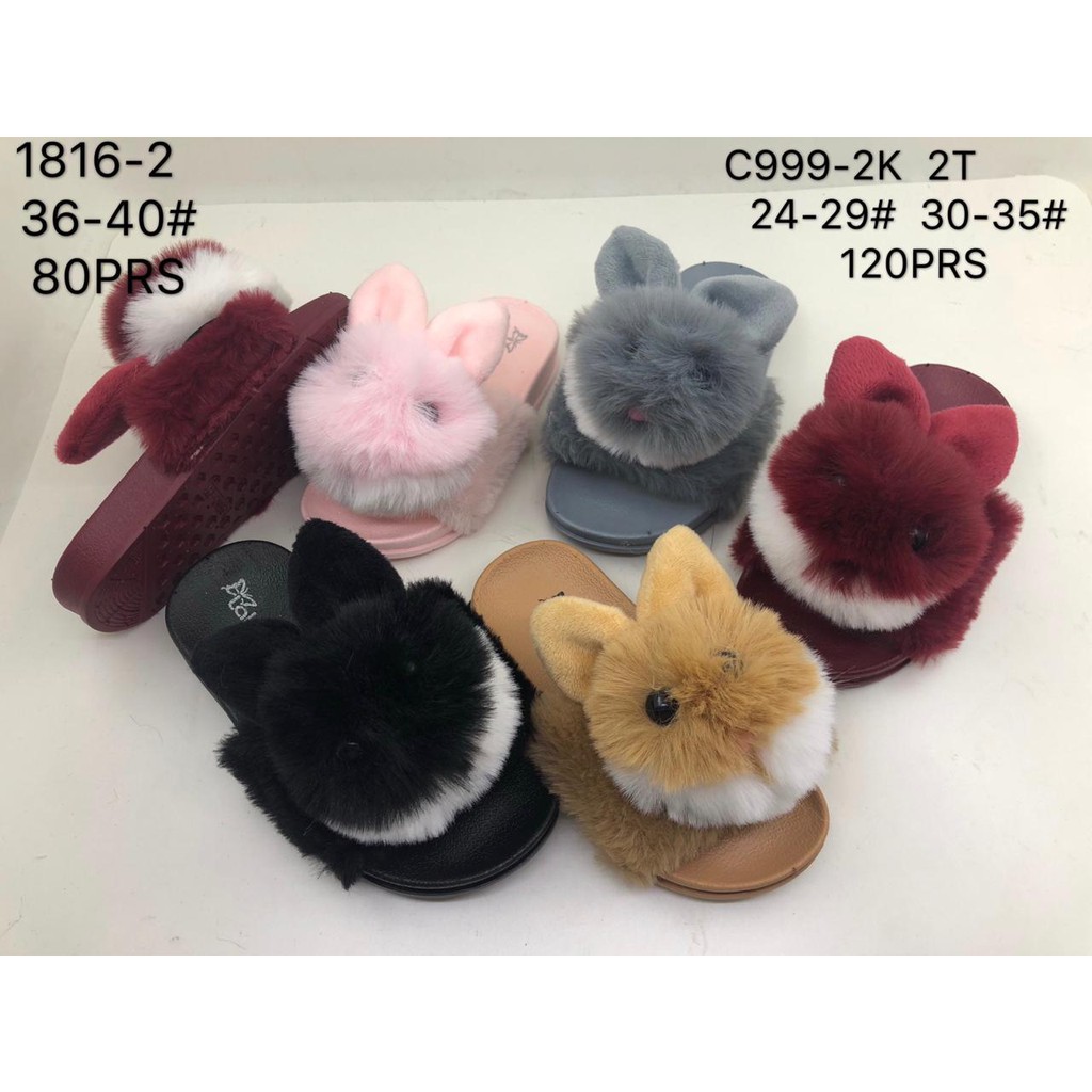 Laluna CHILDRENS FUR RABBIT SANDALS C999-1K UK 30-35