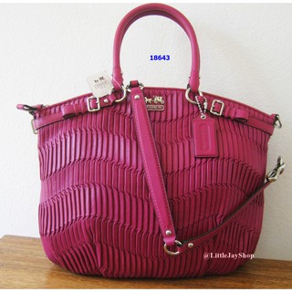 Coach 18643 MADISON GATHERED LEATHER LINDSEY  - MAGENTA ของแท้ พร้อมส่ง