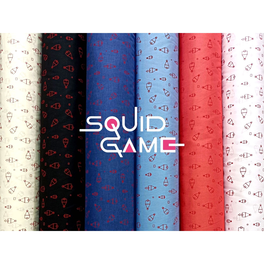 ผ้าคอตตอน TC ผ้าเมตร หน้าเดียว ลาย Squid Game โทเร หน้ากว้าง 58 นิ้ว (ขายเป็นเมตร) TC FABRIC ร้านจุกจิก