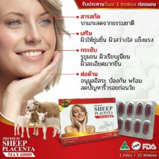 ส่งฟรี🌷เซ็ต 3 แผง PREMIUM SHEEP PLACENTA รกแกะ MAX 60,000 mg.