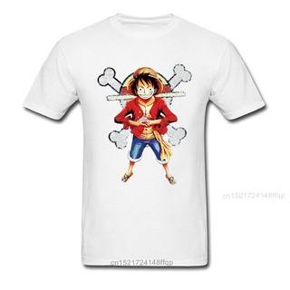 เสื้อยืดครอปเสื้อยืด พิมพ์ลายโลโก้หัวกะโหลก One Piece Luffy 3 มิติ สไตล์ญี่ปุ่น สําหรับผู้ชายS-5XL