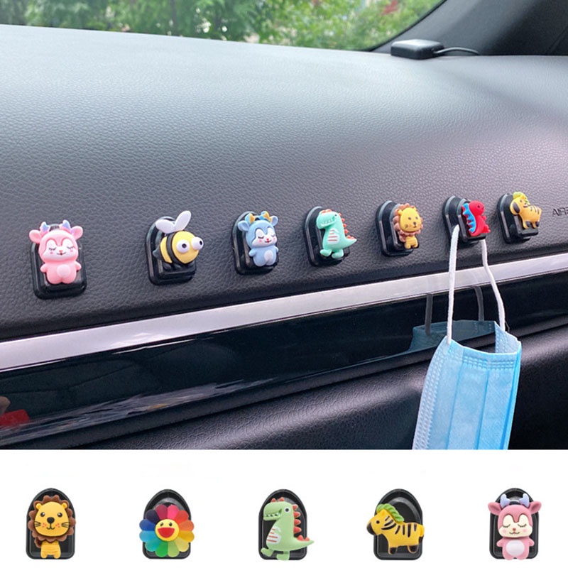 5pcs ชิ้น มินิ รถ ตะขอ ที่แขวน ออแกไนเซอร์ ที่เก็บของอัตโนมัติ สากล การ์ตูน น่ารัก เบาะหลังรถ ตะขอแขวน คลิปตะขอ รถ
