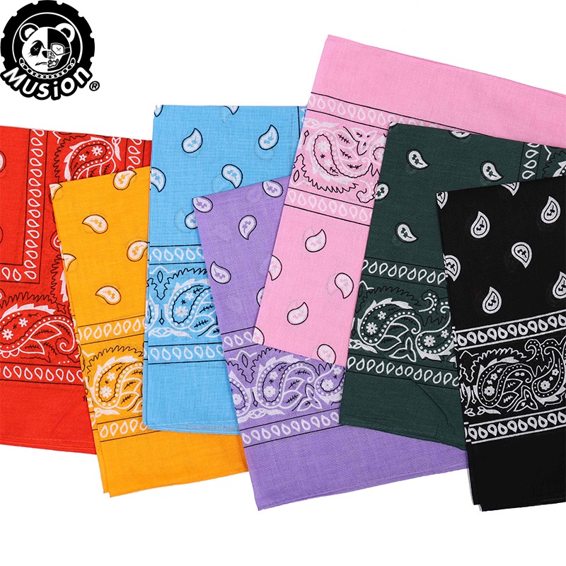 ผ้าพันคอ ผ้าฝ้าย 100% พิมพ์ลาย Paisley Bandana สไตล์ฮิปฮอป คลาสสิก ทรงสี่เหลี่ยม ขนาด 55 ซม.*55 ซม. สีดํา สีแดง สําหรับผู้หญิง และผู้ชาย