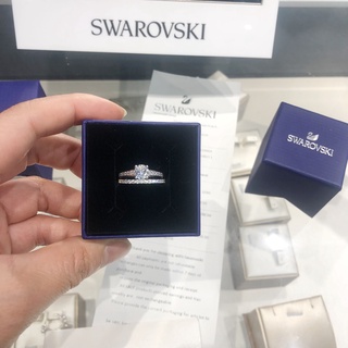 [ของแท้ พร้อมส่ง] Swarovski แหวนคู่รัก ซ้อนกันได้ เรียบง่าย ของขวัญวันเกิด 520 ชิ้น