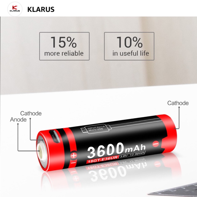  18gt e36ur 18650 3600mah 3 6v li ion battery for klarus