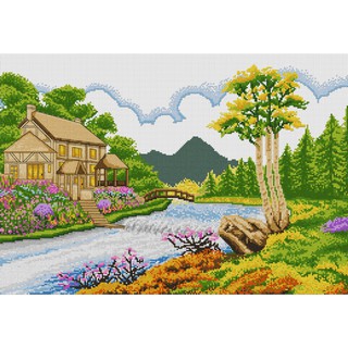 บ้านริมธาร (18-P) ชุดปักครอสติช ภิญญ์ ,Cross Stitch Kit Pinn (Pre Order)