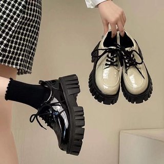 🔥Hot Sale /22326 Retro Small Leather Shoes Womens 2022 New Thick-soled lace-up Fashion British style single shoes