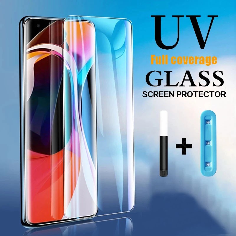 ฟิล์มกระจกนิรภัยกันรอยหน้าจอ ทรงโค้ง UV สําหรับ Xiaomi Redmi Note 14 13 Mi 14 13 12 12X 11 Ultra Civi 3 2 1s Mix 4 CC9 Note 10 Lite 10t Pro Plus 5G