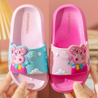 Peppa Pig รองเท้าลำลองเด็ก PVC รองเท้าแตะเด็ก  หนังนุ่ม มีกันลื่น แต่งตัวติดตัวการ์ตูนน่ารักๆ รองเท้าแฟชั่นเด็ก เบา ใส่สบาย