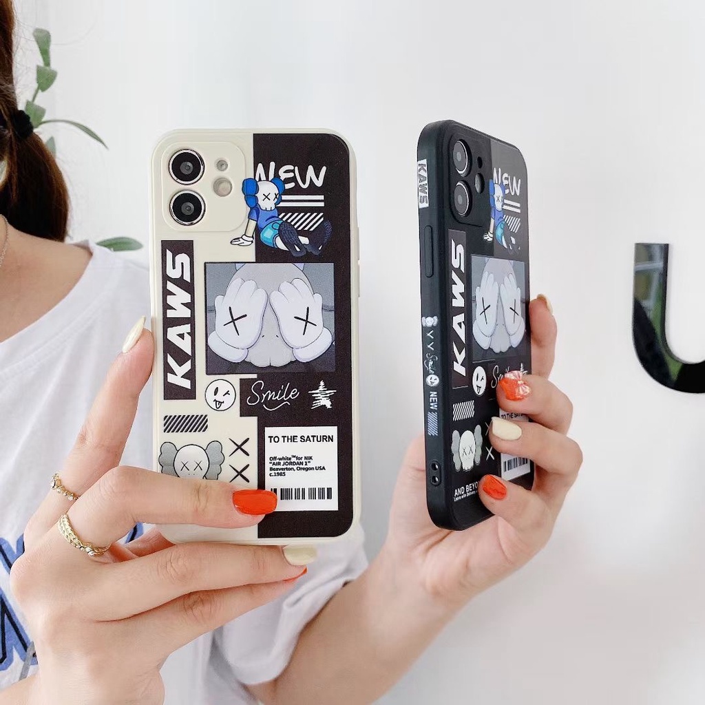 เคส VIVO Y12A Y20 Y12S Y20i Y20SG Y12 Y15 Y19 Y50 Y30 Y30i Y17 Y91 Y95 Y91C S1 Y85 V9 V20Pro Z3 V11i Z3i Y12S 2021 Y20S Y20G Y20 2021 เปลือกป้องกันขอบตรง 90° KAWS Sesame Street