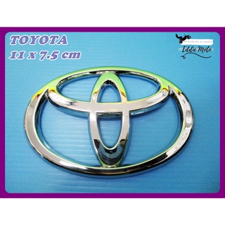 TOYOTA LOGO "CHROME" EMBLEM size 11x7.5 cm. STICKER  // โลโก้ สัญลักษณ์ ตรา โตโยต้า ชุบโครเมี่ยม พร้อมกาวติด