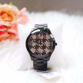 นาฬิกา MICHAEL KORS Runway Houndstooth Dial Black Ion-plated Ladies Watch MK3326