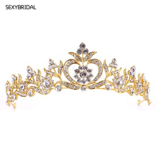 Hot Wedding Bridal Prom Jewelry Golden Apple Shape Flower Tiara Crown Crystal Headband