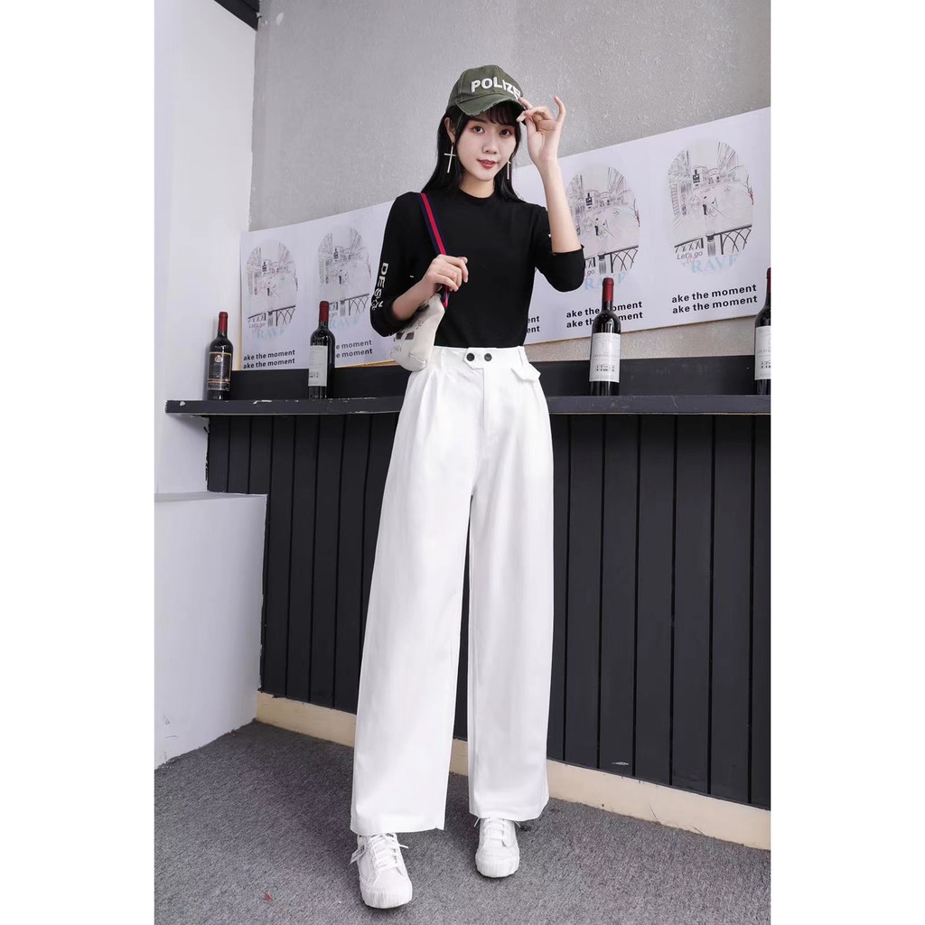 NEW2021！！！【freesize】เอว26-31/สะโพก38-43/ยาว37/กางเกงแฟชั่นเกาหลี ผ้าใส่สบาย ไม่ร้อน ขากระบอกยาว เอวยางยืด