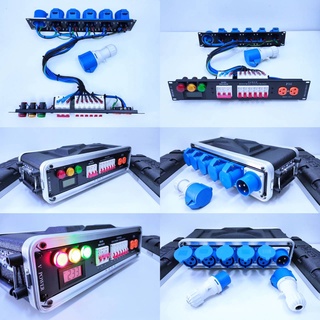 ปลั๊กโหลด1เฟส เพาเวอร์ปลั๊กOUT32A 5ตัว +เต้ารับสามตา 1คู่ 2U #VPOWER Power distribution boxs