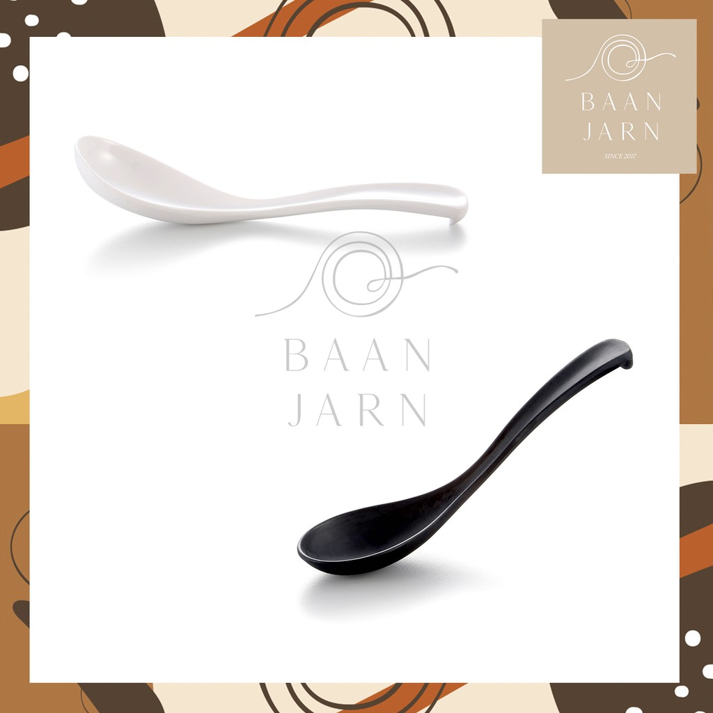 ช้อนสีขาว ดำ เมลามีน ซุป ก๋วยเตี๋ยว ราเม็ง ญี่ปุ่น ช้อนสวย ราคาโรงงาน black white spoon