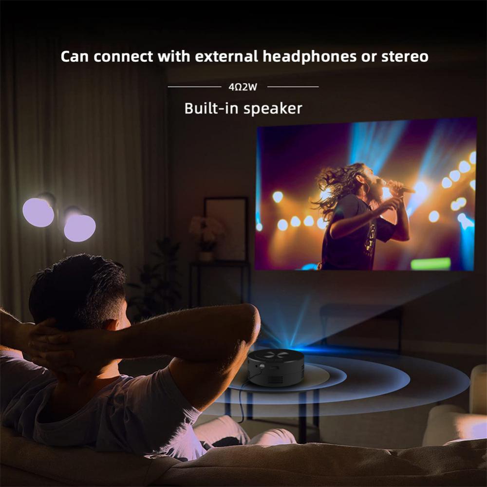 YT200 Black LED Mobile Video Projector Support 1080P Home Theater Media ...