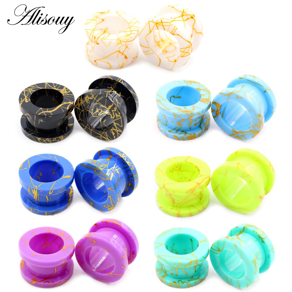 Alisouy 2 ชิ้น 2 มม.-12 มม.รูปแบบอะคริลิคสกรูหูวัดเนื้ออุโมงค์ปลั๊กเปล Expander ต่างหูเจาะเครื่องประดับ