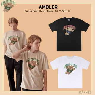 [AMBLER] เสื้อยืดแขนสั้น พิมพ์ลาย Superman Bear Over Fits สไตล์เกาหลี สําหรับผู้ชาย และผู้หญิง