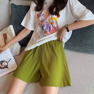 🌸พร้อมส่ง กางเกงขาสั้นทรงอัดพลีท