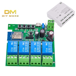 Diymore Tuya APP Micro USB5V / AC85V-250V 4-way 433 รีโมทคอนโทรล, แมนนวล, Wifi สามโหมด รีโมทคอนโทรล รีเลย์ สวิตช์โมดูล