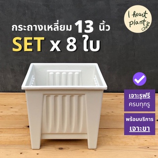 ✨ SET กระถางเหลี่ยม ยกสูง ขนาด 13 นิ้ว x 8 กระถาง (ใส่ซุ้มได้) | Square Pot 13 Inch กระถางกุหลาบ กระถางไม้ประดับ