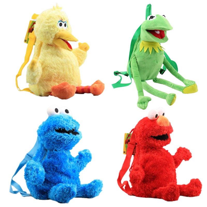 65cmNew  Sesame Street Plush Backpack Elmo Cookie Monster Big Bird Doll Toy School Bags