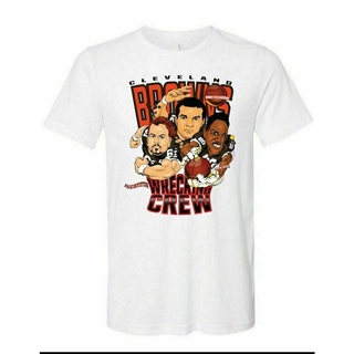 แขนสั้นcrew neckเสื้อยืด ผ้าฝ้าย 100% พิมพ์ลายฟุตบอล Cleveland Browns Nfl สําหรับผู้ชายS-XXXXL