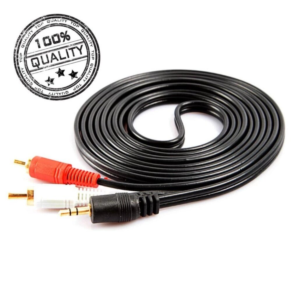 RCA Cableสายav1ออก2 หัว1.5M 3.5mm(M) to RCA(M) 2หัว สายสัญญาณเสียง ต่อหูฟัง/ลำโพงยาว 1.5เมตร (สีดำ)