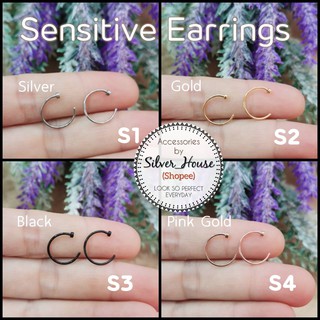 ต่างหูแบบห่วงตัวC จิวจมูก สำหรับคนแพ้ง่าย​ Sensitive​ Earrings​  ขนาด0.8X10mm. (ใส่ได้ทั้งหูและจมูก)