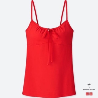 UNIQLO Women Bra Camisole สายเดี่ยวเสริมบรา สีแดง ดีเทลโบว์อก  ใส่สบายไม่ร้อน เหมาะกับช่วง stay at home มากๆ ค่ะ