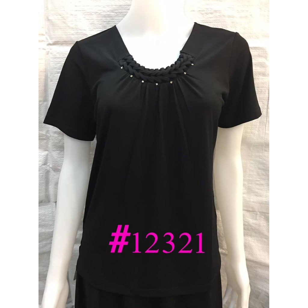 12321 เสื้อดำผ้าเกาหลีสำหรับสาวอวบ คนอ้วน L-XXL เสื้องานศพ