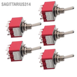 Sagittarius314 สวิตช์โยกเปิด 2 ตําแหน่ง 3Pdt 9 Pin 6 มม. 2A 250Vac 5A 125Vac 5 ชิ้น 5 ชิ้น 3 ทาง 9 เท้า 2 เกียร์ MTS-302 สลับสลับสลับโยกสวิทช์โยกสวิทช์ปุ่มเปิดรู 6 มม