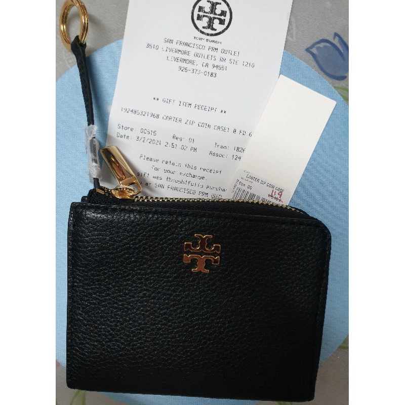 Tory Burch Carter Zip coin case แท้ 100%กระเป๋าสตางค์ สีดำใส่เหรียญ หรือบัตรได้ค่ะ