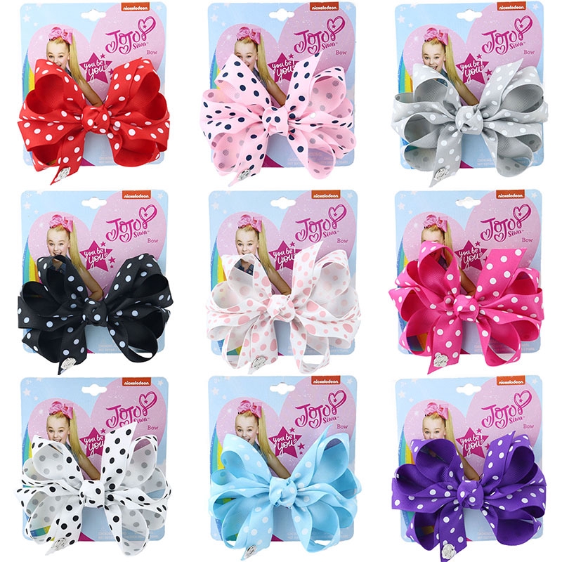 Jojo Siwa Bow Hairpin เด็กสร้างสรรค์ Plain Dot Webbing Edge คลิปผ้าโพกศีรษะ