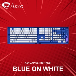 คีย์แคป Akko Blue on White Keycap Set(197-Key)