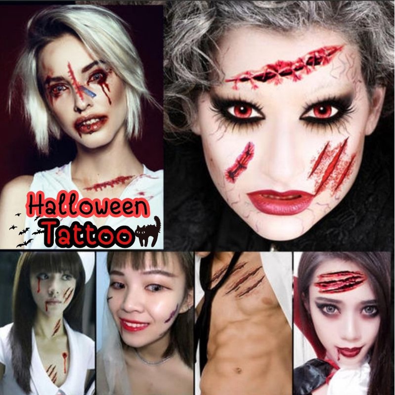 Halloween Tattoo ... แทททู​ รูปแผล ฮา​โลวีน​ set ละ10แผ่น,12แผ่น