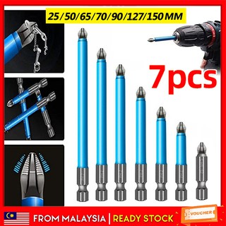 ชุดเครื่องมือไขควงบิตไขควงไฟฟ้า Ph2 Hex Shank 7 ชิ้น