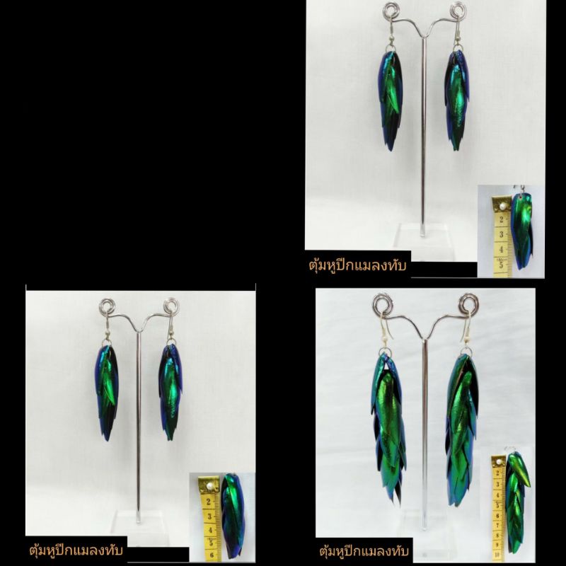 ตุ้มหูปีกแมลงทับ ราคาคู่ละ 190-640 บาท