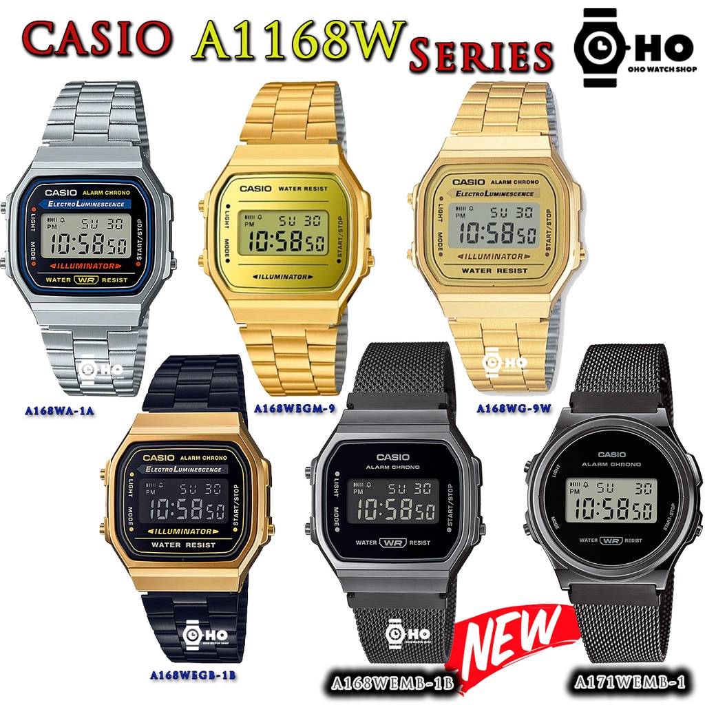 Casio รุ่น  A168WEMB-1,A168WA-1,A168WG-9,A168WG-9W,A168WEGM-9,A168WEGB-1B,A171WEMB-1 นาฬิกา คาสิโอ ร