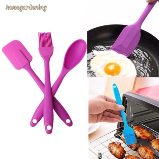 3Pcs Silicones Spatula Scraper Srush Spoon Cooking Utensils Pastry Baking Tools