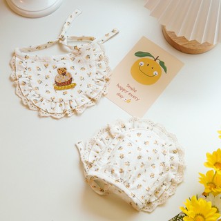 🧸🧁🌼Ruff.Ly.Paw Cupcake and Teddy Tie-Back Bib with Matching Bonnet🧸🧁🌼