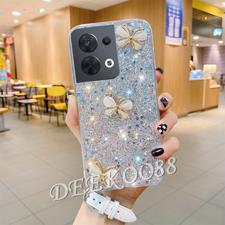 เคสโทรศัพท์มือถือ OPPO Reno 8 8Z 8Pro 7Z 5G Smartphone Casing Bling Diamon Sequins Design Phone Case  Crystal Butterfly Decorated Glitter Gel Shock Resistant Back Cover Reno8 Reno7 Z Pro Reno8Z